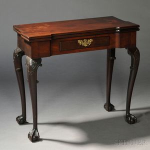 Chippendale Mahogany Carved Games Table with Drawer