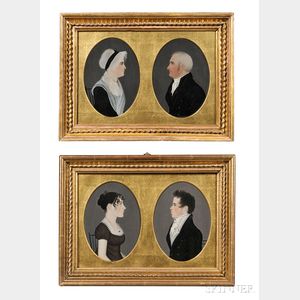 Attributed to Mr. Boyd (possibly Harrisburg, Pennsylvania, area, early 19th century),Four Miniature Profile Portraits, Reportedly of