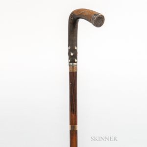 Horn-handled and Metal-mounted Exotic Hardwood Cane