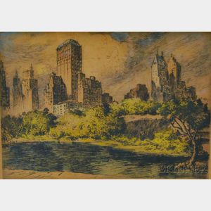 Nat Lowell (American, 1880-1956) Central Park South, NYC