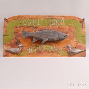 Carved and Painted Cape Cod Welcome Sign