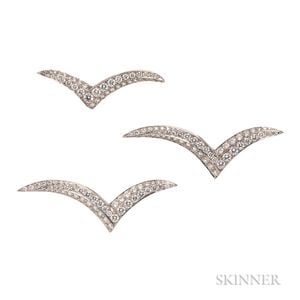 Suite of Three Platinum and Diamond "Seagull" Brooches, Tiffany & Co.