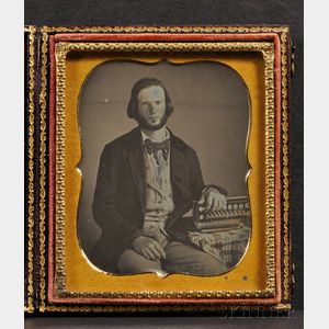 Sixth Plate Daguerreotype Portrait of a Seated Man with a Concertina