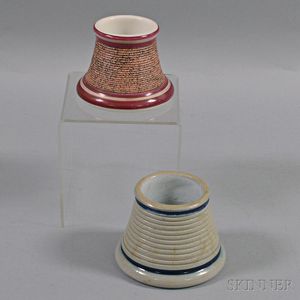 Two Turned Stoneware Matchstick Holders