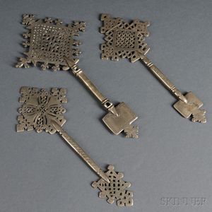 Three Coptic Processional Hand Crosses