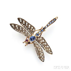 Antique Gem-set Dragonfly Brooch