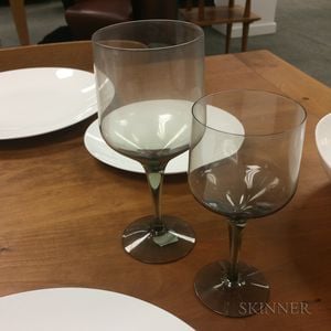 Approximately Thirty-four Pieces of Smoked Glass Stemware