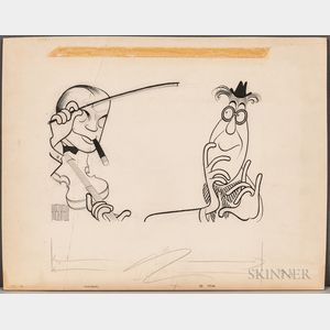 Al Hirschfeld (American, 1903-2003) Illustration of Jack Benny and Ed Wynn for TV Guide