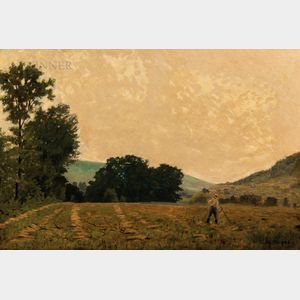 Louis Michel Eilshemius (American, 1864-1941) Landscape with Farmer