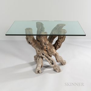 Glass-top Driftwood Table