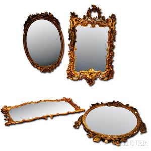 Four Large Carved Giltwood Mirrors. 