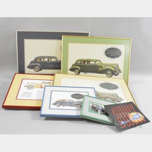 Six Framed 1938 Buick Prints and a Catalog