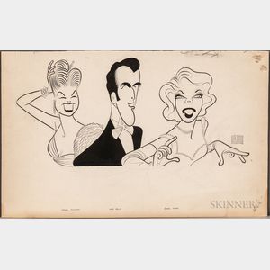 Al Hirschfeld (American, 1903-2003) Illustration of Esther Williams, John Raitt, and Dinah Shore for TV Guide