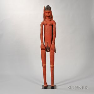 Salampasu Carved Wood Standing Female Figure