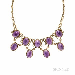 Antique 18kt Gold, Amethyst, and Diamond Necklace