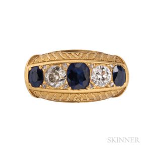 High-karat Gold, Sapphire, and Diamond Ring