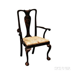 Queen Anne-style Japanned Armchair