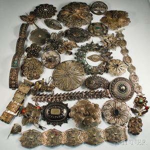 Group of Mexican and International Silver and Silver-tone Filigree Jewelry