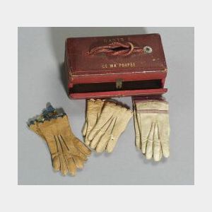 Glove Case and Three Pairs of Gloves for a Fashionable Doll