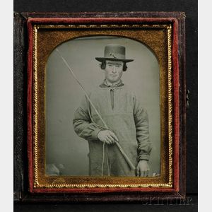Sixth Plate Daguerreotype Portrait of a Driver with Buggy Whip
