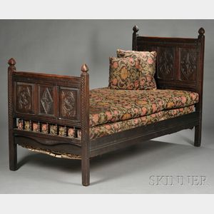 Jacobean-style Carved Oak Twin/Day Bed