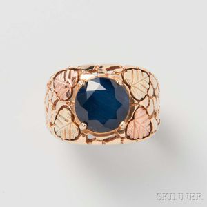 10kt Bicolor Gold and Synthetic Sapphire Ring