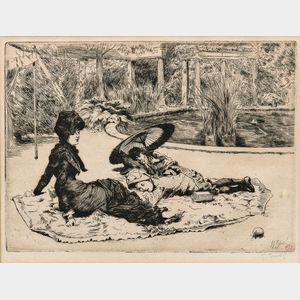 James Jacques Joseph Tissot (French, 1836-1902) Sur l'herbe