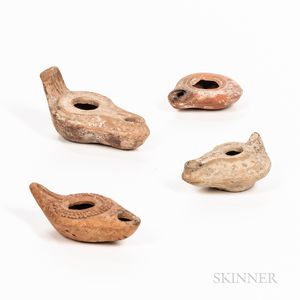 Four Ancient-style Pottery Oil Lamps