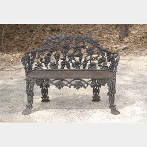 Black Painted Grape and Vine Cast Iron Seat.
