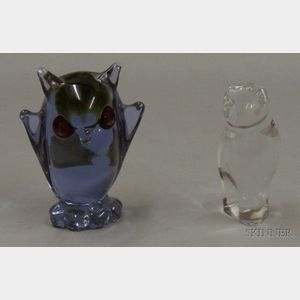 Baccarat Colorless Glass Owl and Murano Glass Figure of an Owl