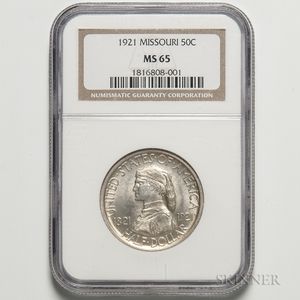 1921 Missouri Commemorative Half Dollar, NGC MS65. 