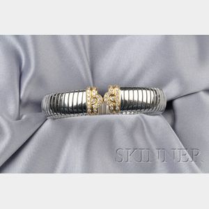 18kt Gold, Stainless Steel, and Diamond Bracelet, Bulgari