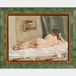 Stefan Lökós (Hungarian/American, 1913-1994) Portrait of a Reclining Nude