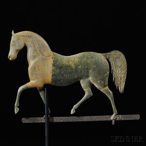 J. Howard Gilt Cast Zinc and Molded Copper "Index" Horse Weathervane