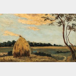 Louis Michel Eilshemius (American, 1864-1941) Landscape with Haystack