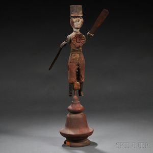 Painted Carved Wood and Tin Figural Whirligig