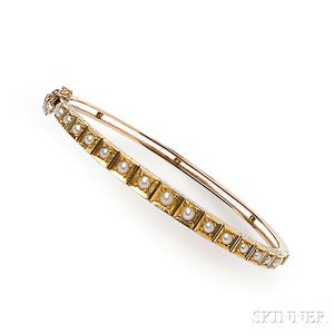 Antique 14kt Gold and Split Pearl Bracelet