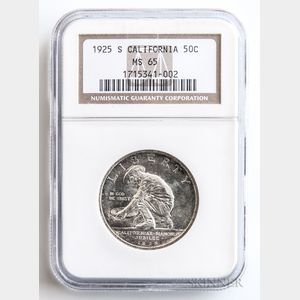 1925-S California Commemorative Half Dollar, NGC MS65. 