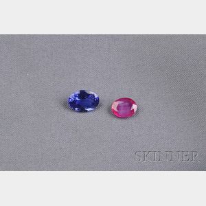 Unmounted Tanzanite and Ruby