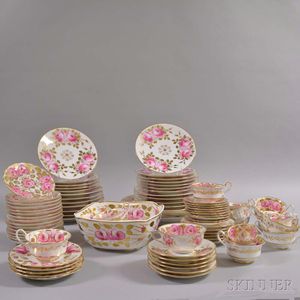 Partial Continental Floral-decorated Porcelain Dinner Service