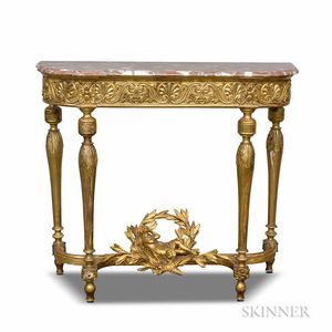 Louis XIV-style Marble-top Giltwood Console