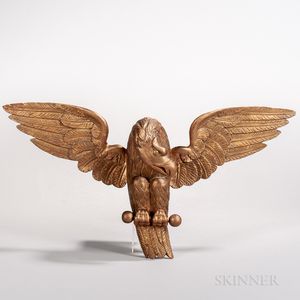 Carved and Giltwood Spreadwing Eagle Plaque