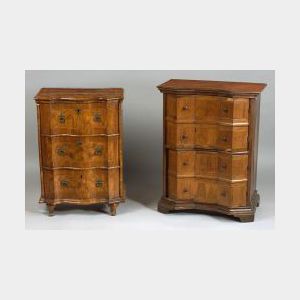 Two Italian Baroque-style Inlaid Walnut Cabinet/Chests
