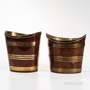 Pair of Brass-bound Wood Buckets