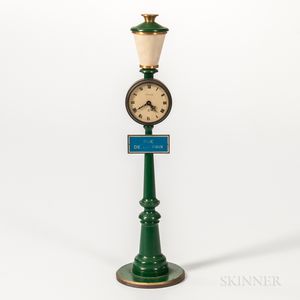 LeCoultre Green-painted Eight-day Street Lamp Table Clock