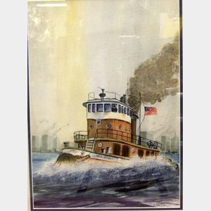 Watercolor of the Tugboat Big Red