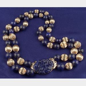14kt Gold and Lapis Bead Necklace, Yard, Inc.
