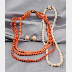 Group of Coral Jewelry Items