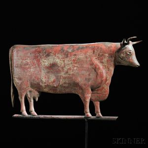 Molded Copper Red-painted Cow Weathervane