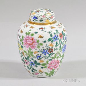 Chinese Floral-decorated Covered Jar
